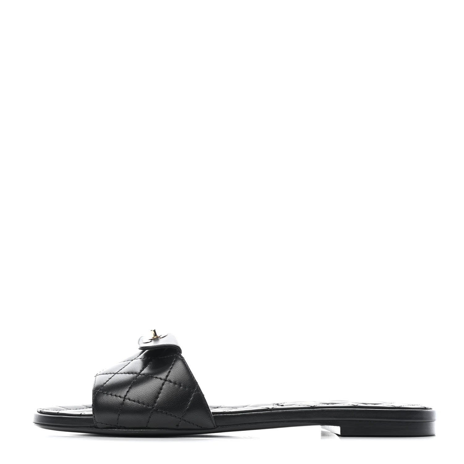 Chanel Lambskin Quilted CC Turnlock Sandals 38.5 Black 1 of 4