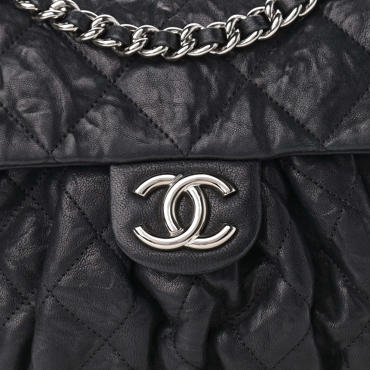Chanel Washed Lambskin Quilted Chain Around Messenger Black 8 of 10