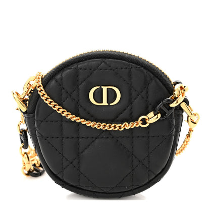 Christian Dior Lambskin Mini Cannage Round Caro Crossbody Pouch Black 1 of 10