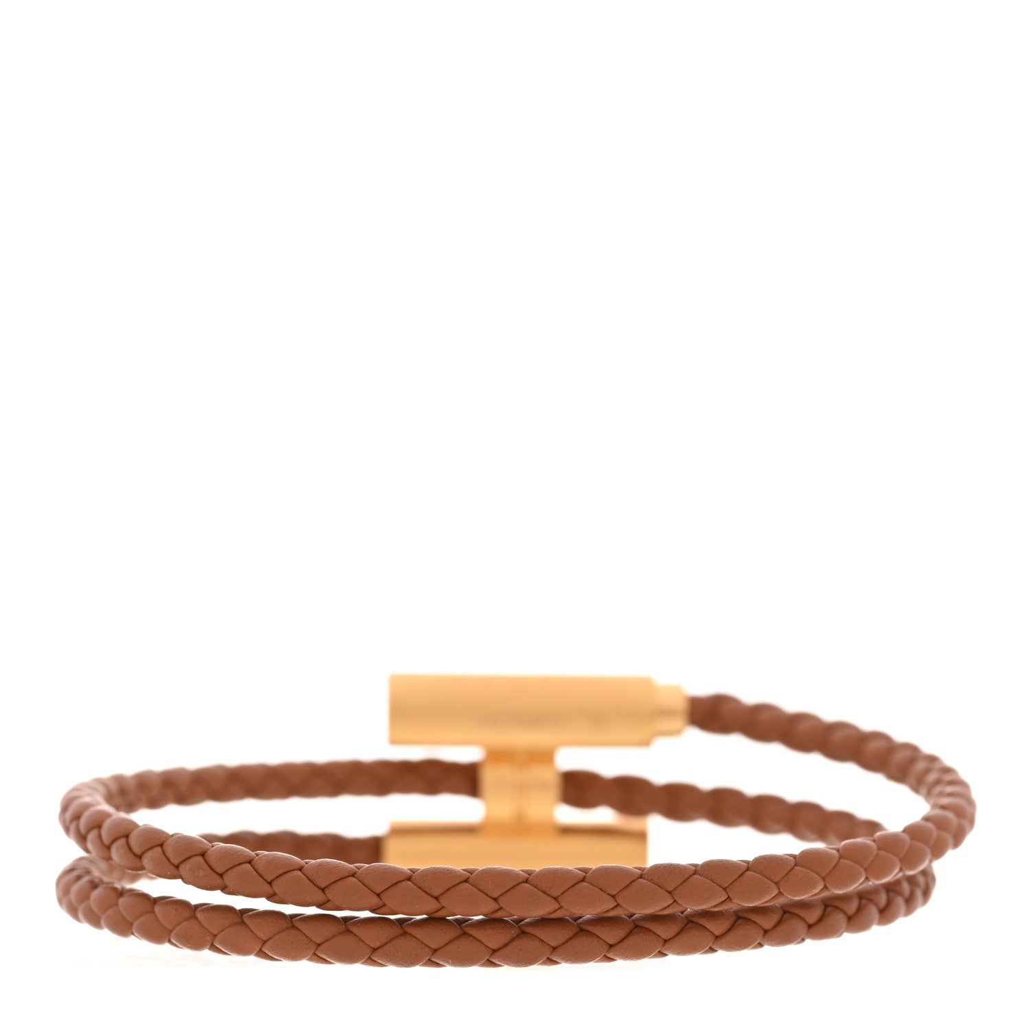 Hermes Swift Double Wrap Cord Tournis Tresse Bracelet Gold 3 of 5
