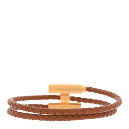 Hermes Swift Double Wrap Cord Tournis Tresse Bracelet Gold 3 of 5