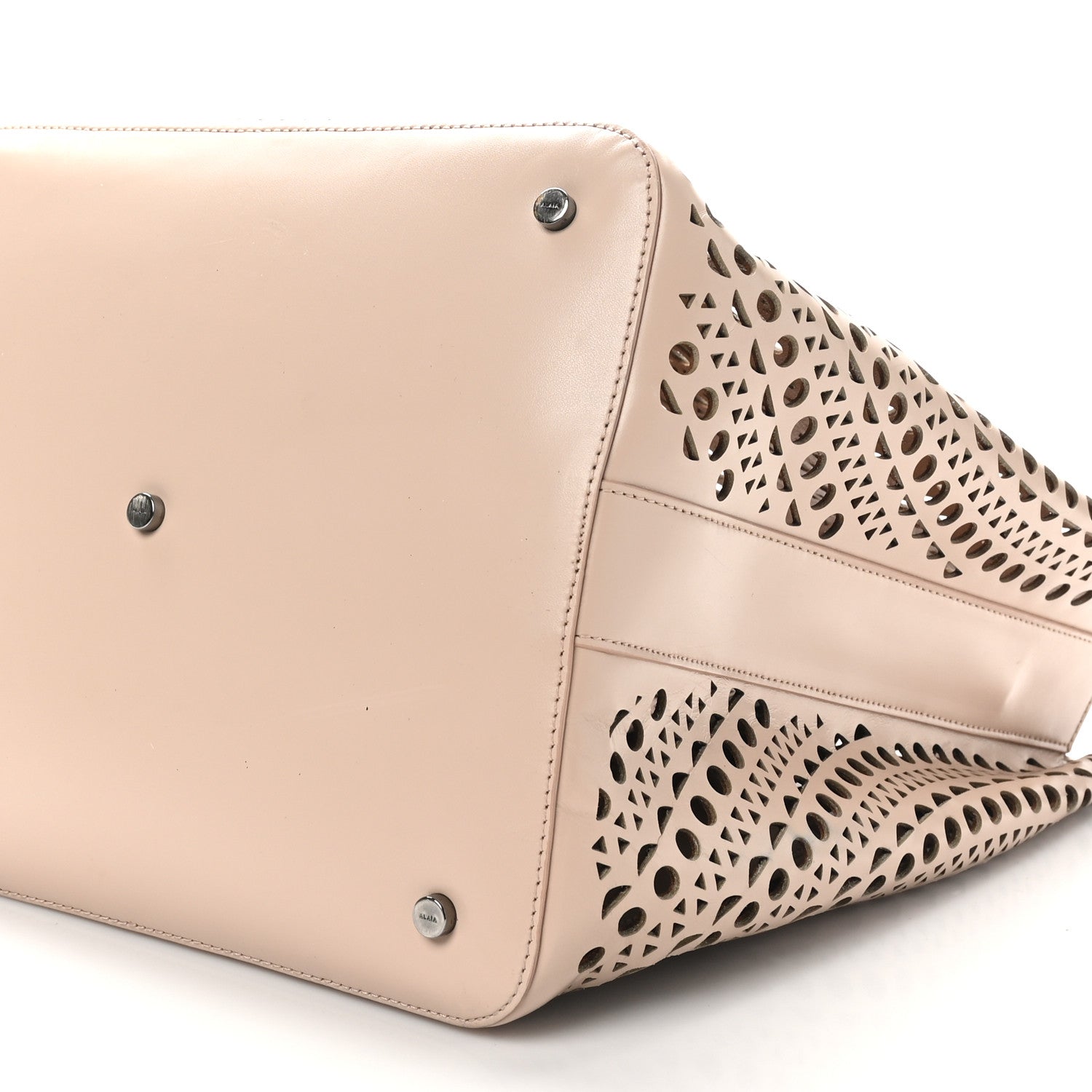 Alaia Calfskin Laser Cut Tote Sable 10 of 11