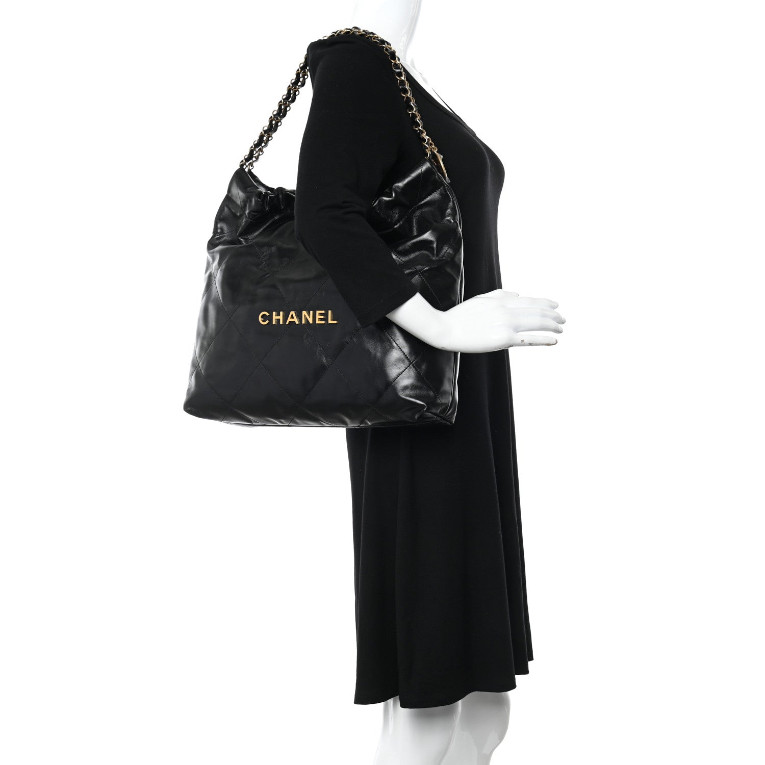 Chanel Shiny Calfskin Quilted Chanel 22 Black 2 of 12