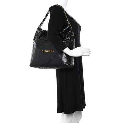 Chanel Shiny Calfskin Quilted Chanel 22 Black 2 of 12