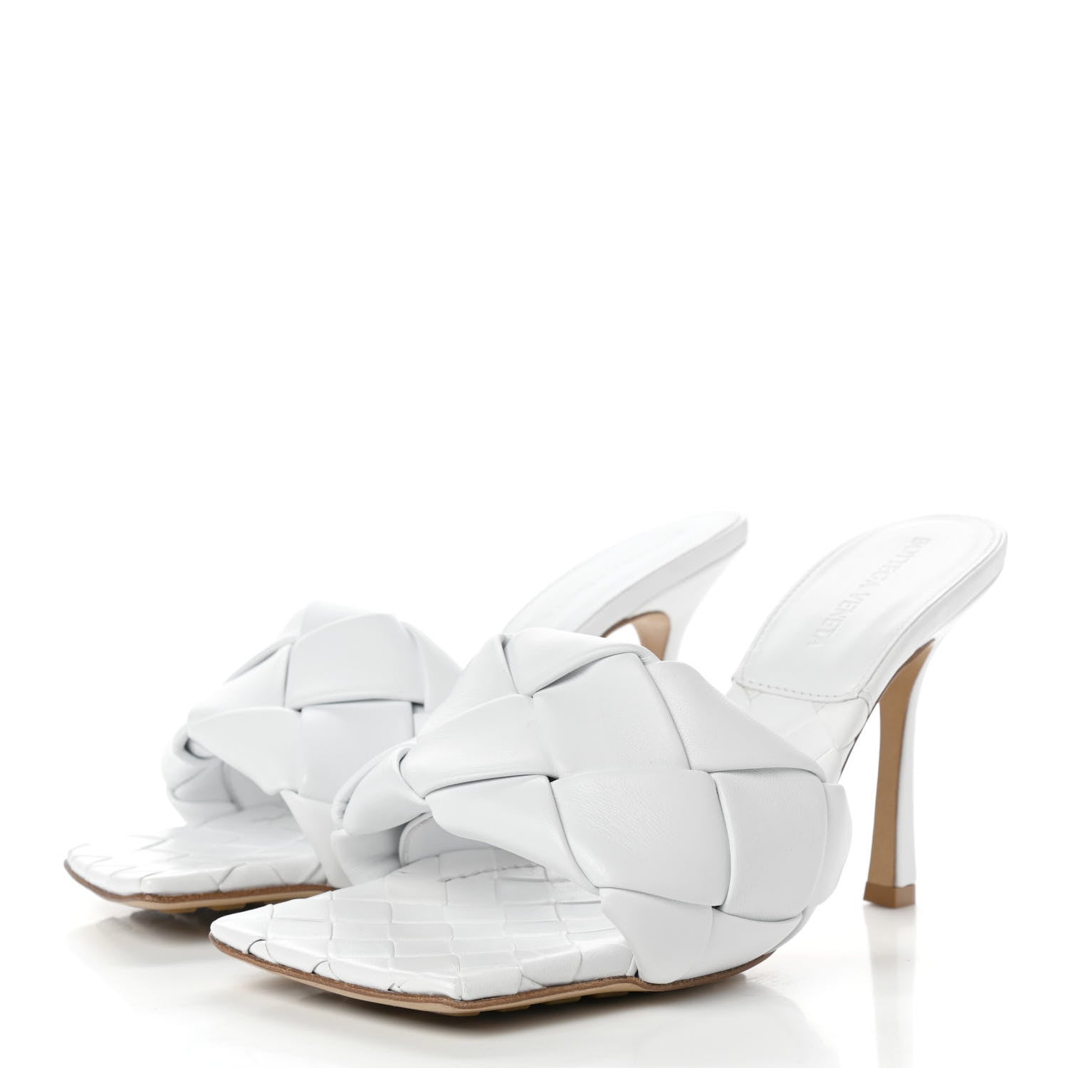 Bottega Veneta Nappa Maxi Intrecciato Lido Mule Sandals 38 Optic White 3 of 8