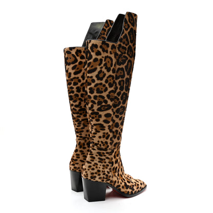Christian Louboutin Pony Hair Morgan 70 Over The Knee Boots 38 Leopard 4 of 10
