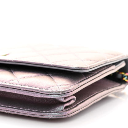 Chanel Iridescent Lambskin Quilted Reissue Wallet On Chain WOC Light Purple 11 of 12