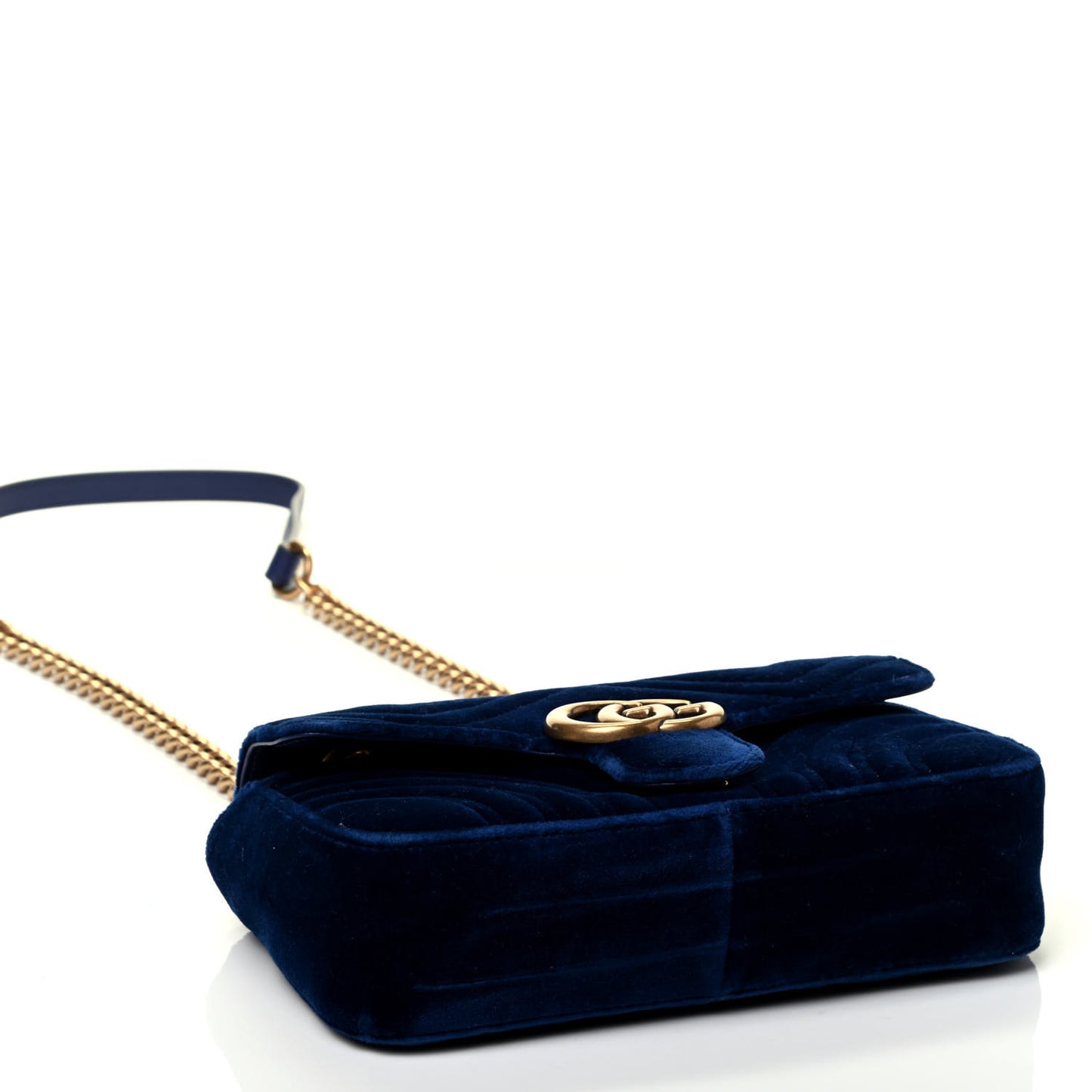 Velvet Matelasse Mini GG Marmont Shoulder Bag Cobalt Blue