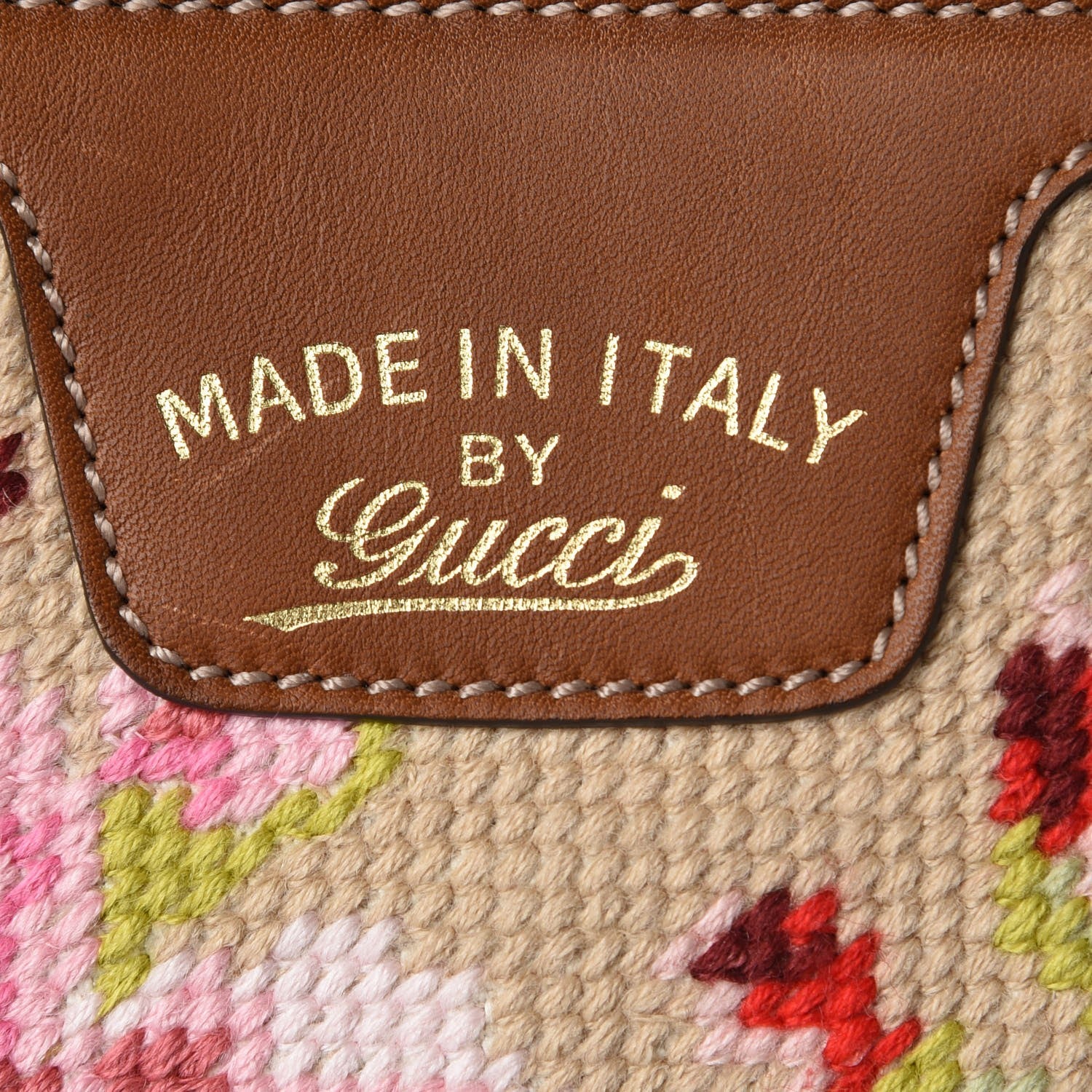 Gucci Canvas Blooms Embroidered Large Bamboo Shopper Tote Brown 7 of 11