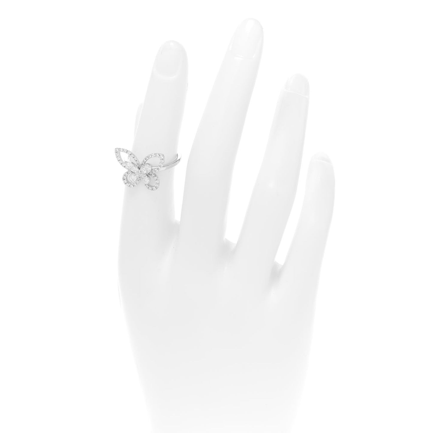 18K White Gold Diamond Butterfly Silhouette Ring 50 5.5