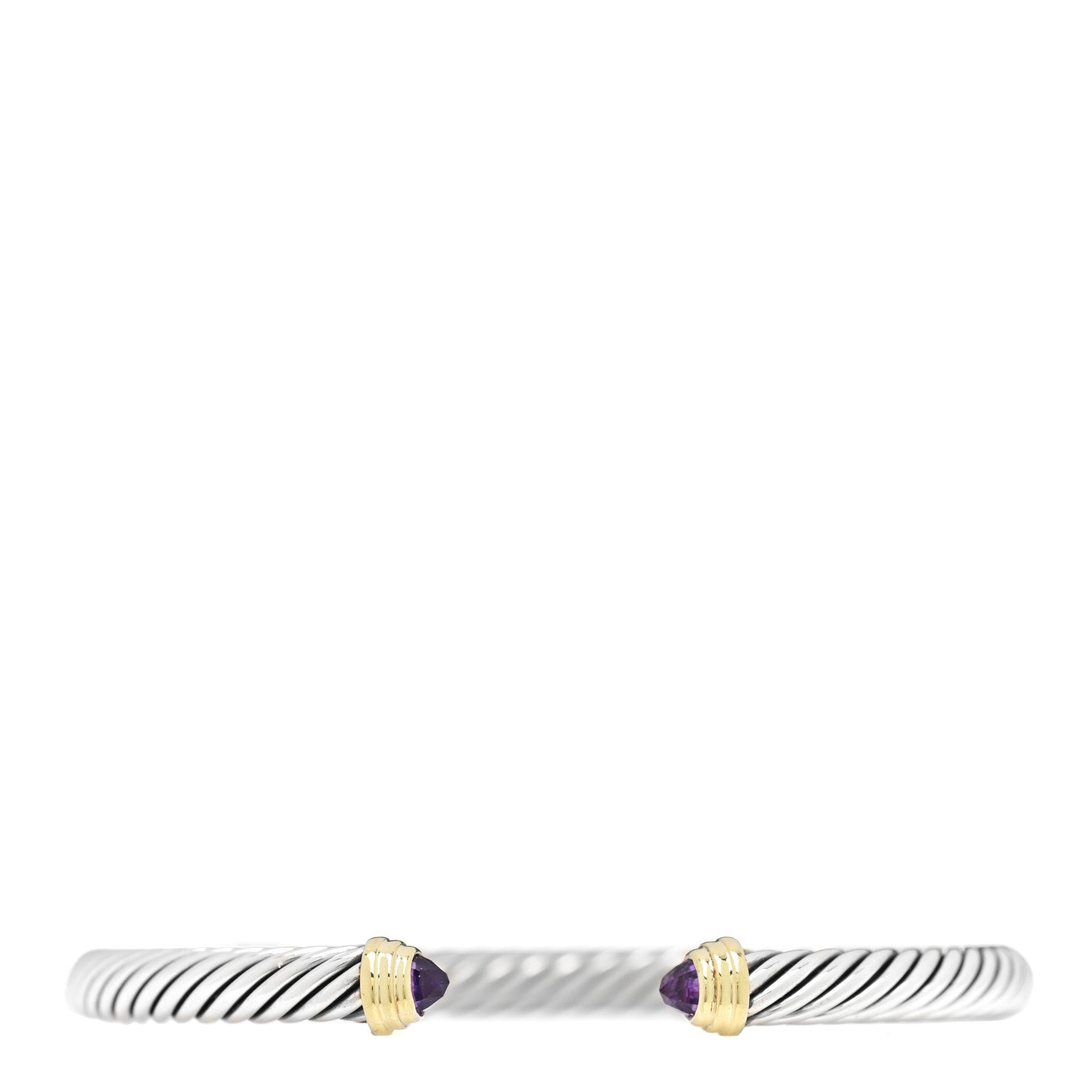 David Yurman Sterling Silver 14K Yellow Gold Amethyst 5mm Cable Classics Petite Color Bracelet 1 of 3