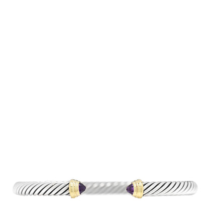David Yurman Sterling Silver 14K Yellow Gold Amethyst 5mm Cable Classics Petite Color Bracelet 1 of 3