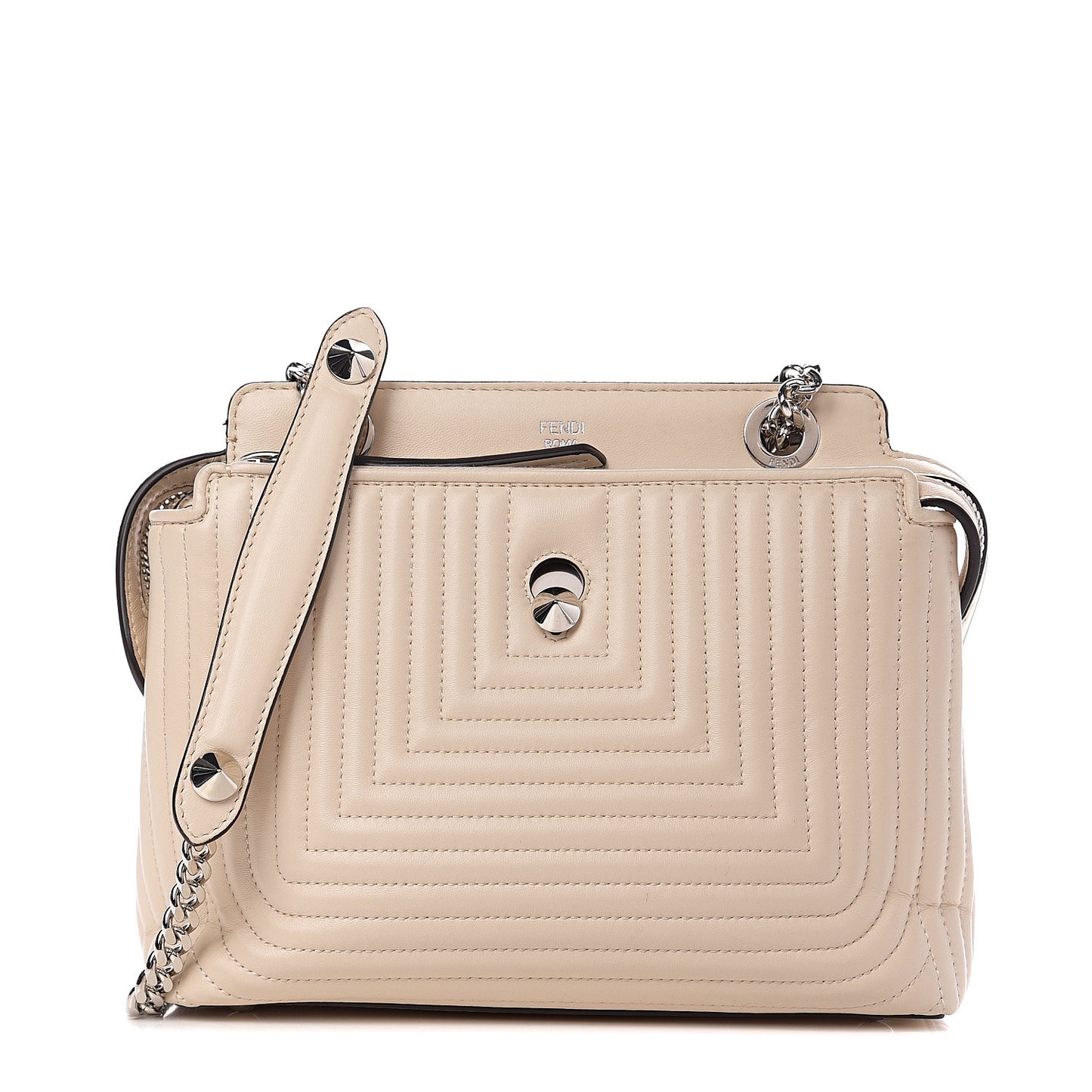 Shiny Nappa Trapuntata Small DotCom Click Chain Satchel Camelia