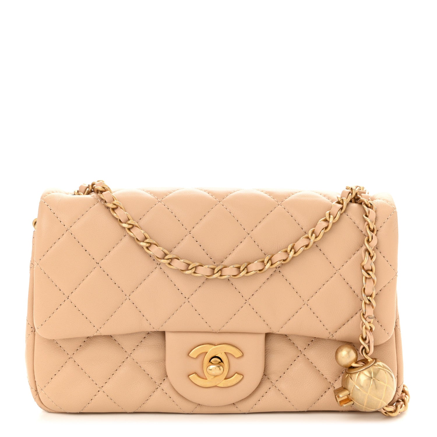 Chanel Lambskin Quilted Mini Rectangular Pearl Crush Flap Beige 1 of 10