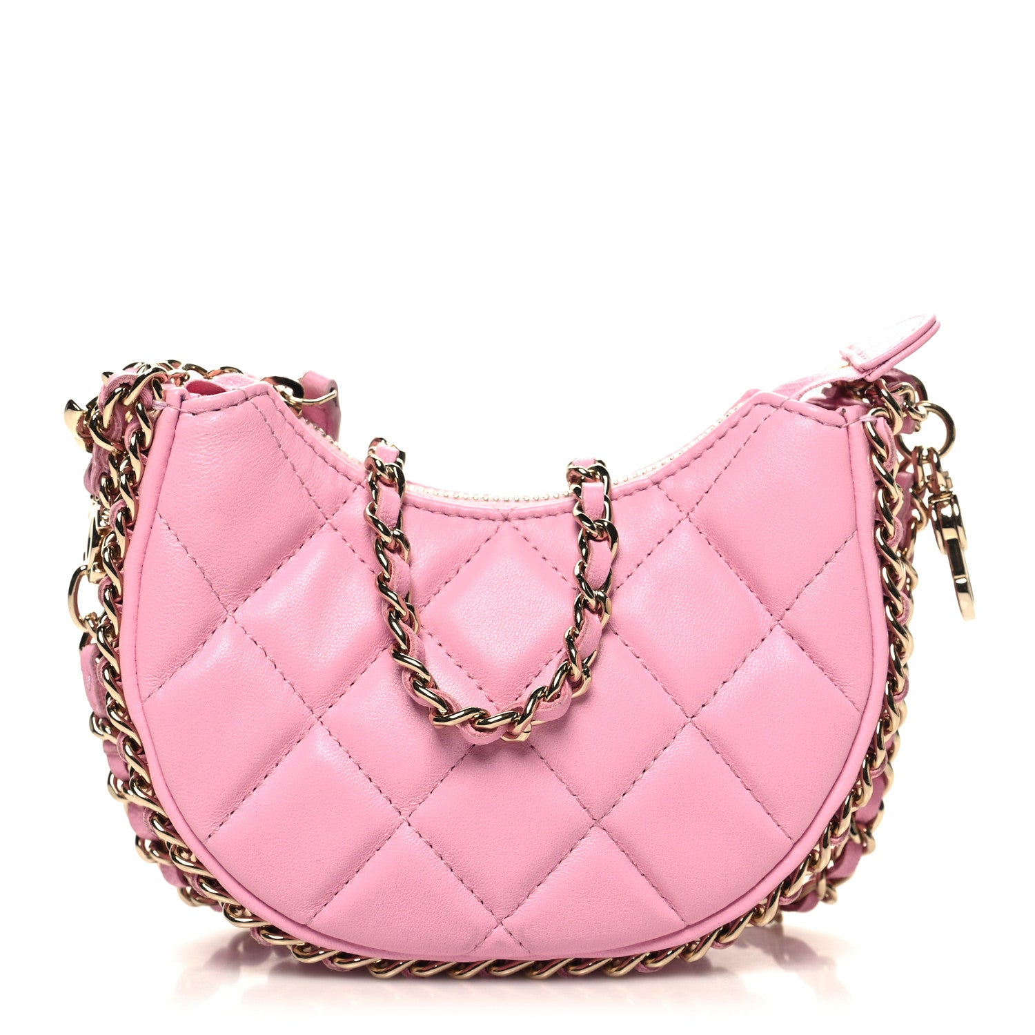Chanel Lambskin Quilted Mini Chain Around Hobo Pink 1 of 10