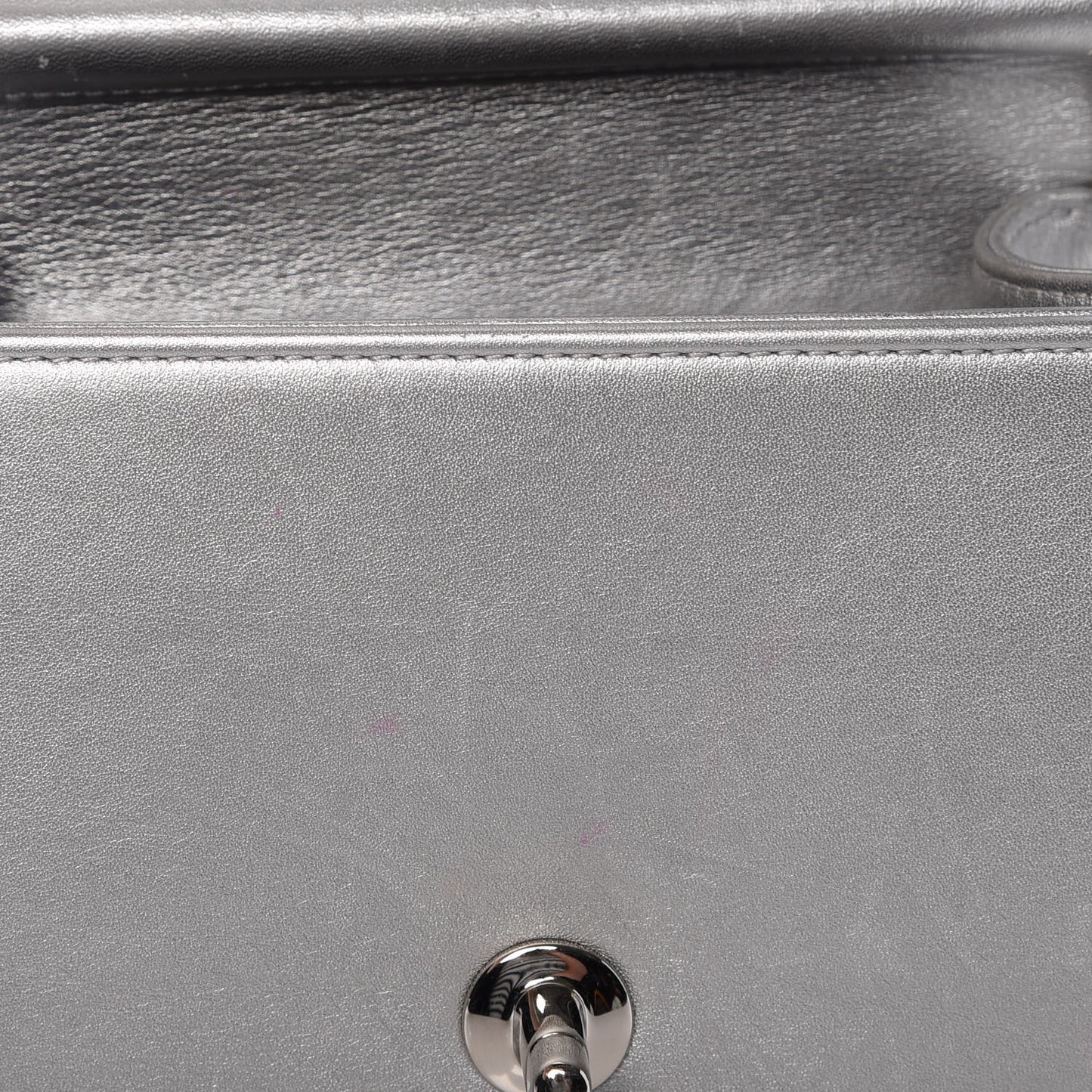 Metallic Calfskin Mini Propeller Flap Silver