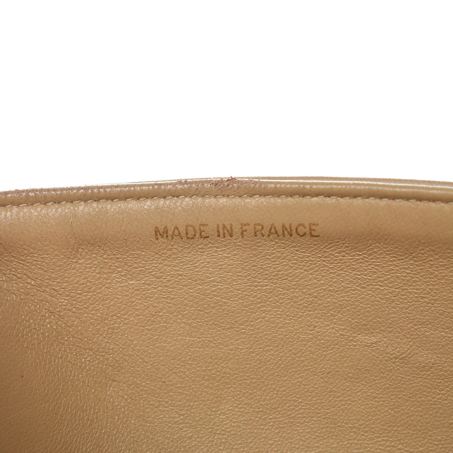 Lambskin Chevron Quilted Medium Double Flap Beige
