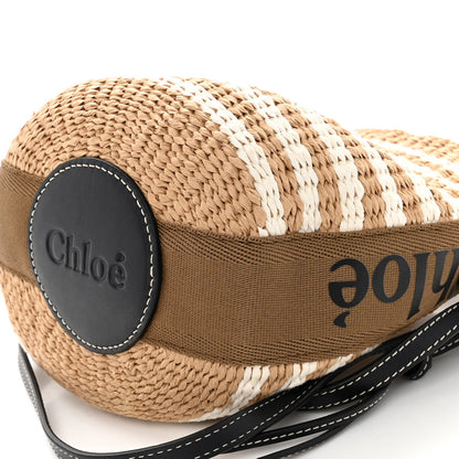 Chloe Raffia Calfskin Small Woody Striped Basket Bag Grove Brown 9 of 9