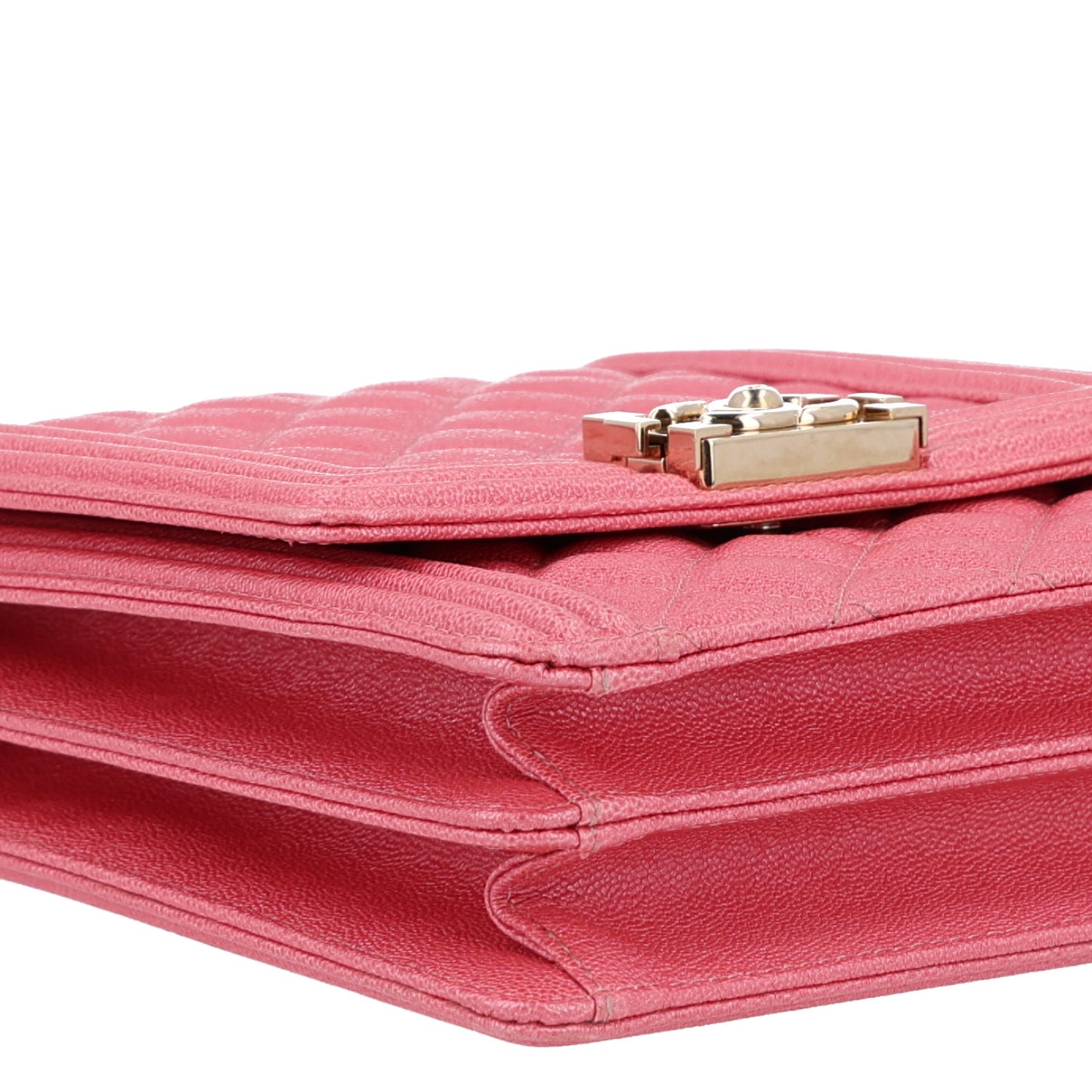 Iridescent Caviar Quilted North South Boy Flap Pink