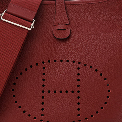 Hermes Taurillon Clemence Evelyne III PM Rouge Grenat 8 of 11