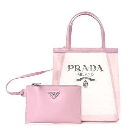 Prada Sequin Mesh Small Tote Bag Pink 1 of 14