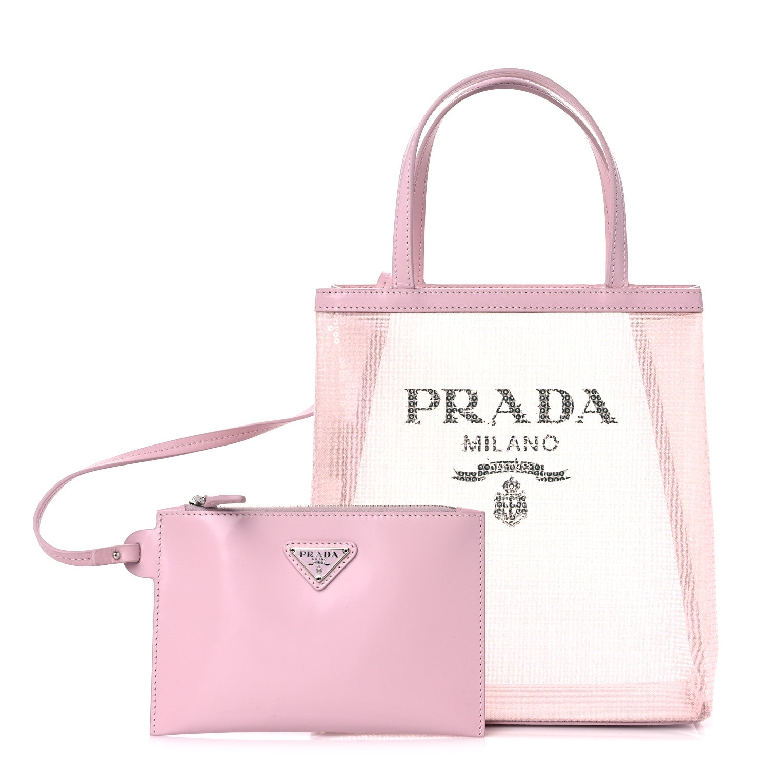 Prada Sequin Mesh Small Tote Bag Pink 1 of 14