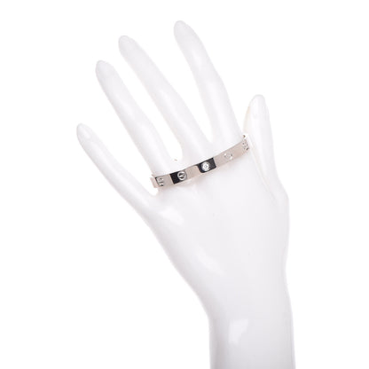 Cartier 18K White Gold 1 Diamond LOVE Cuff Bracelet 16 2 of 4