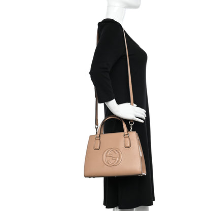 Gucci Dollar Calfskin Medium Soho Top Handle Satchel Camelia 2 of 10