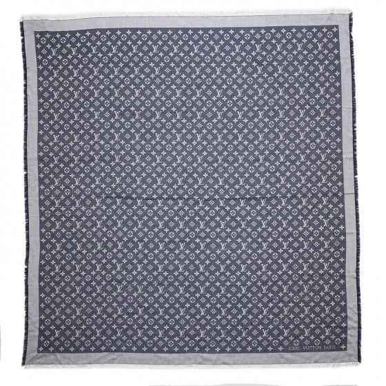 Louis Vuitton Silk Wool Monogram Denim Shawl Blue 1 of 5