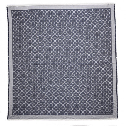 Louis Vuitton Silk Wool Monogram Denim Shawl Blue 1 of 5
