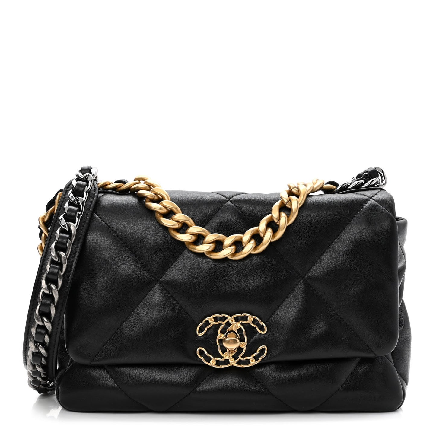 Lambskin Quilted Medium Chanel 19 Flap Black