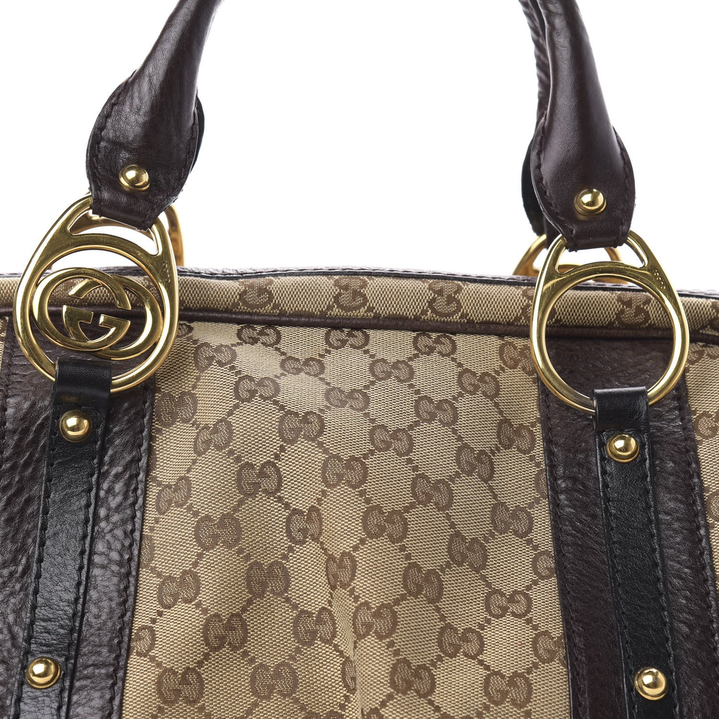 Monogram Medium Interlocking Icon Tote Dark Brown