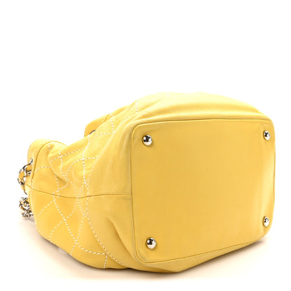 Chanel Calfskin Contrast Stitch Surpique Bucket Bag Yellow 4 of 10
