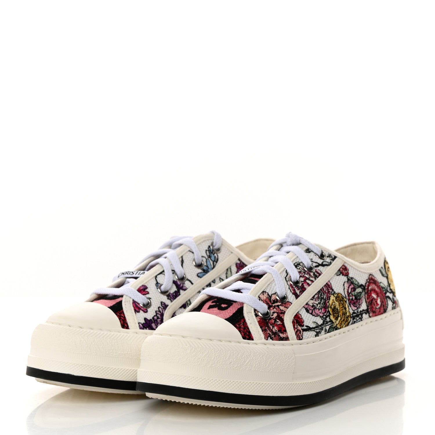 Christian Dior Canvas Jardin Botanique Embroidered Womens Walk'N'Dior Low Top Sneakers 36.5 White Multicolor 3 of 9