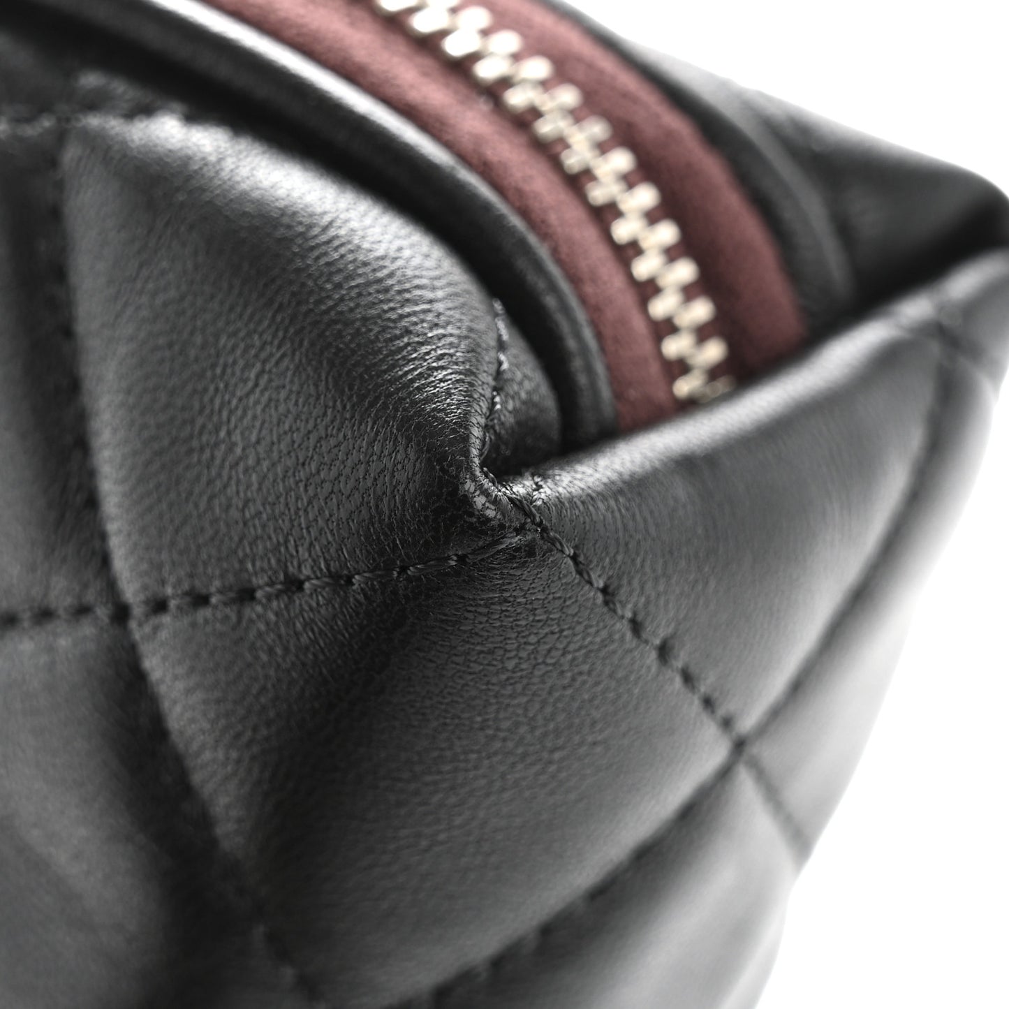 Lambskin Quilted Cosmetic Case Black