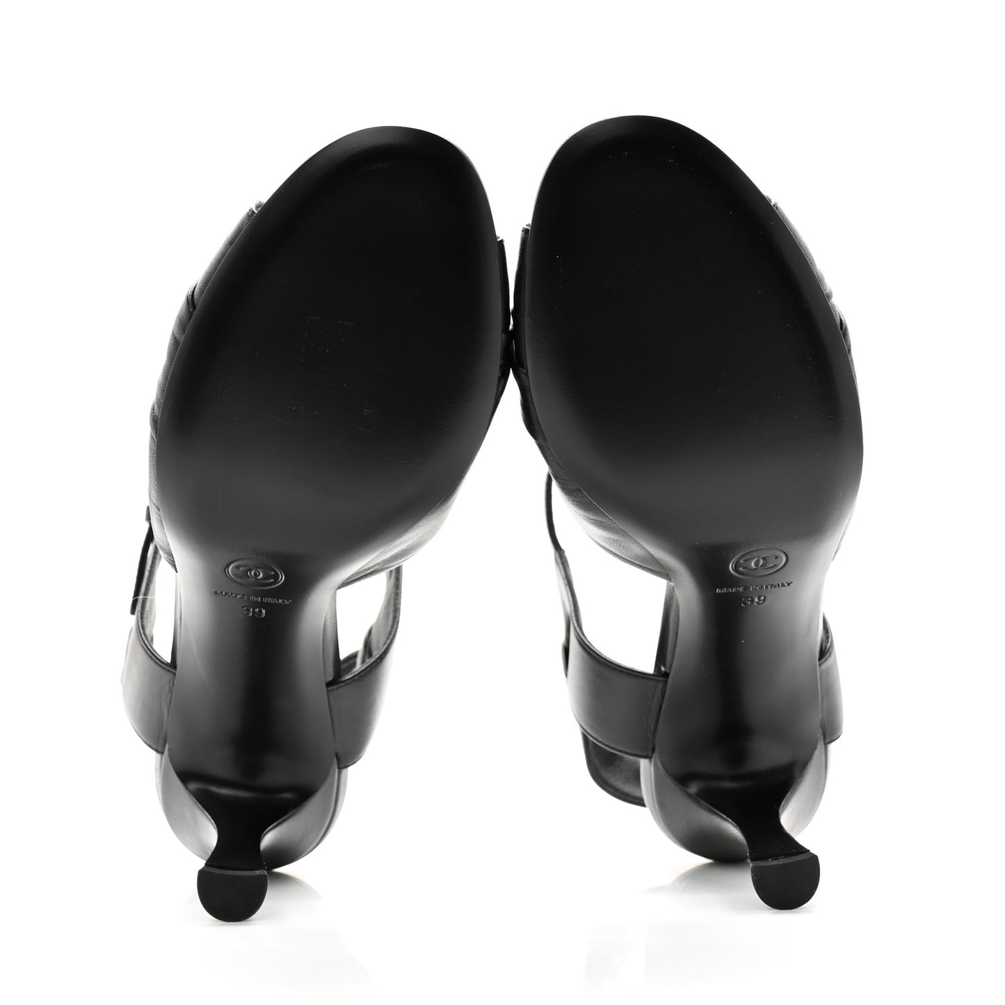 Lambskin Pearl CC Bow Sandals 39 Black
