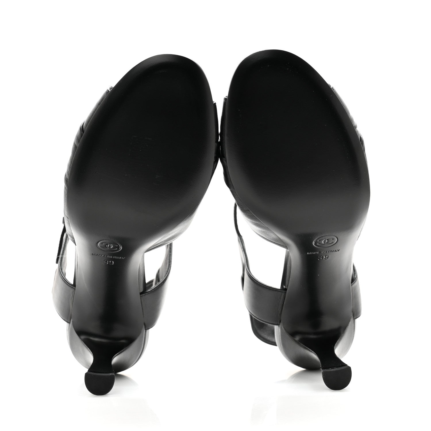 Chanel Lambskin Pearl CC Bow Sandals 39 Black 5 of 8