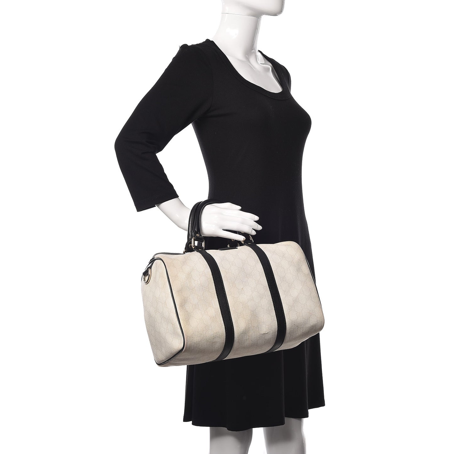 GG Plus Monogram Medium Joy Boston White Black