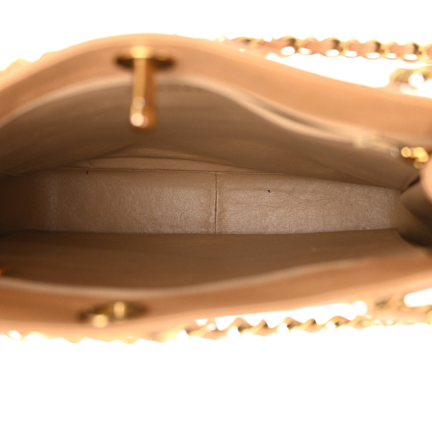 Caviar Quilted Shopper Tote Beige