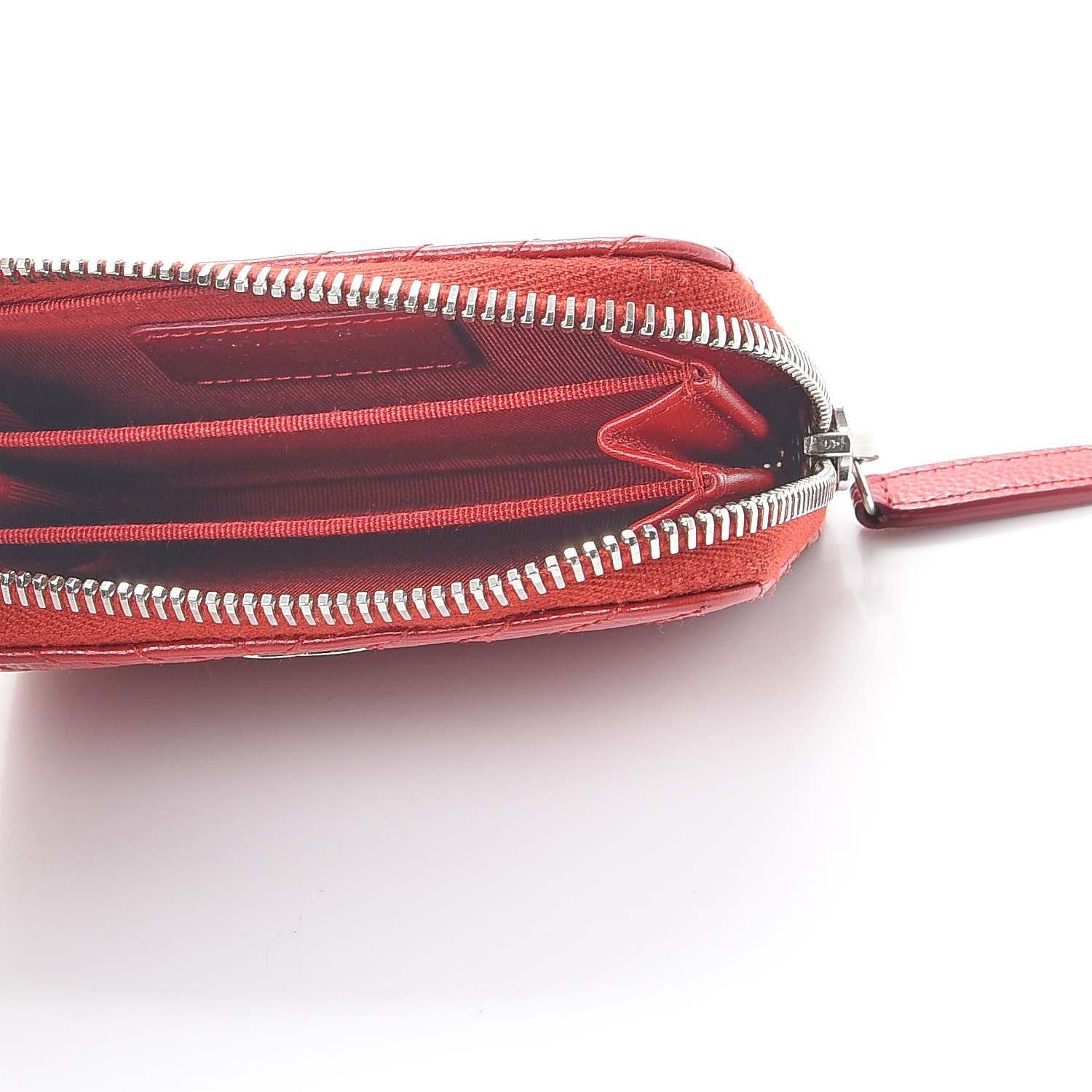 Chanel Caviar Chevron Quilted Zip Around Coin Purse Red 5 of 8