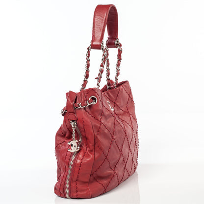 Chanel Lambskin Expandable Tote Red 3 of 10
