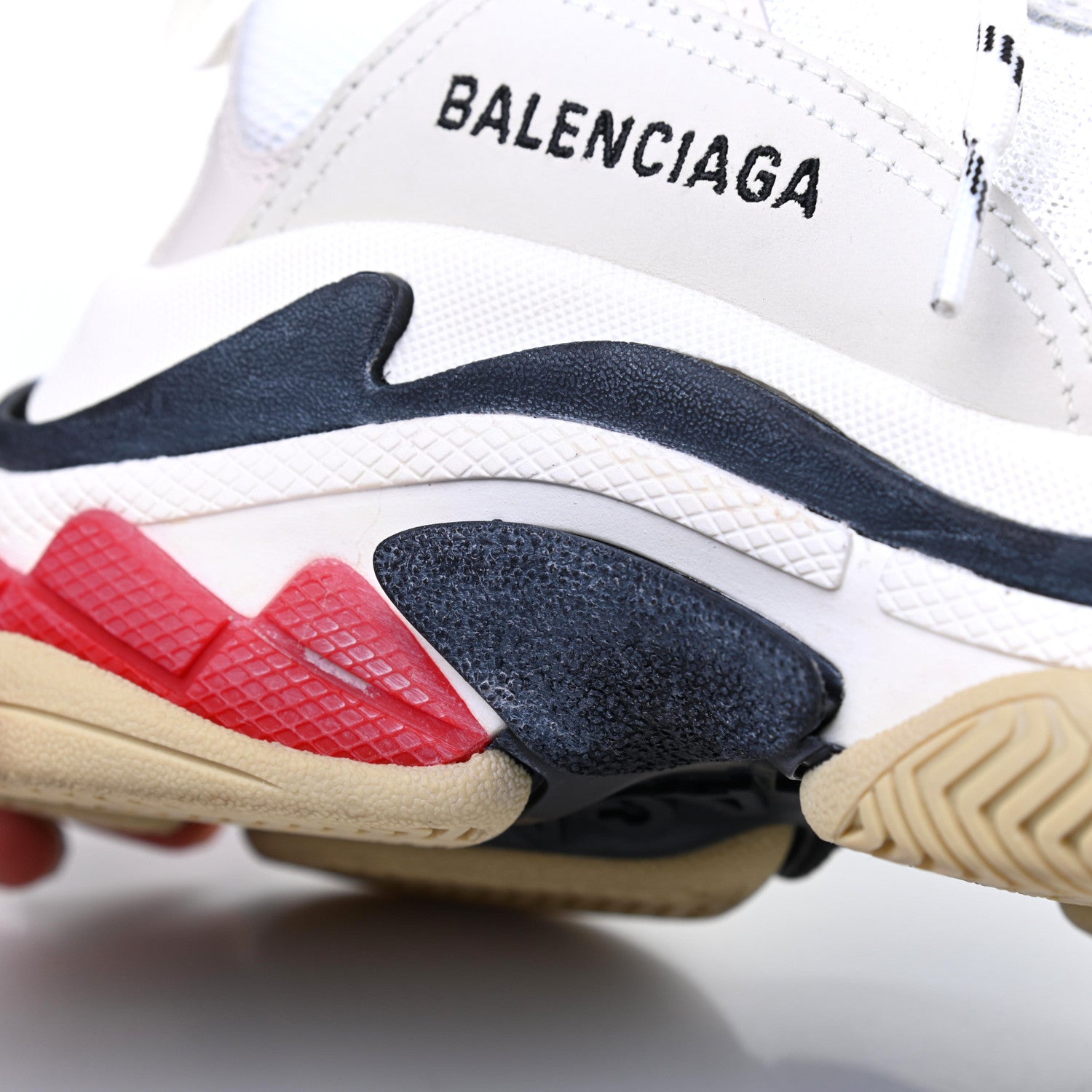Balenciaga Fabric Mesh Womens Triple S Sneakers 38 Grey Red White 11 of 15