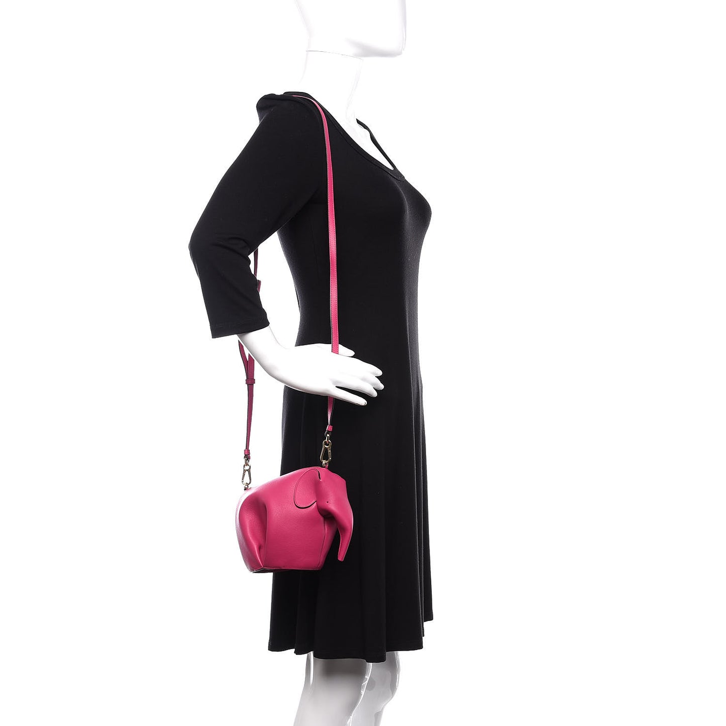 Calfskin Mini Elephant Crossbody Bag Fuchsia