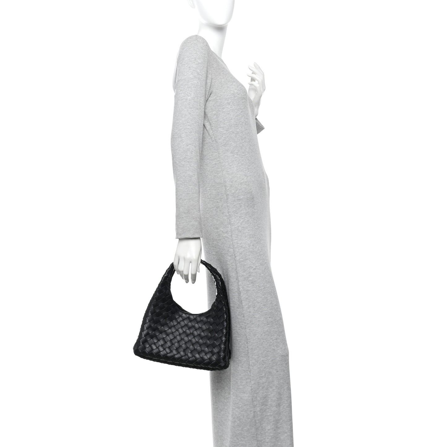 Nappa Intrecciato Small Campana Shoulder Bag Black