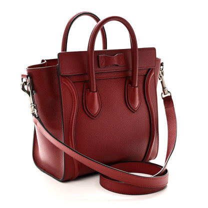 Celine Drummed Calfskin Nano Luggage Merlot 3 of 9