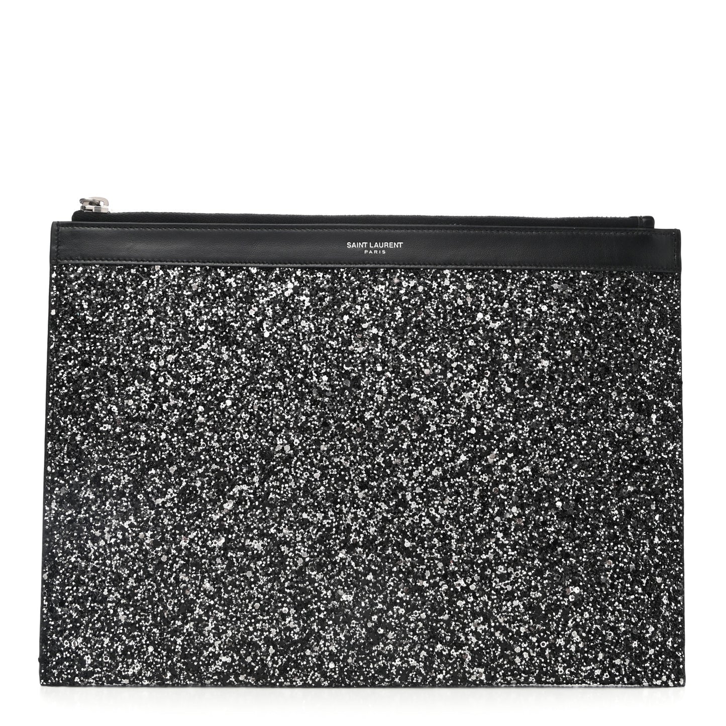 Calfskin Glitter Zipped Tablet Holder Black
