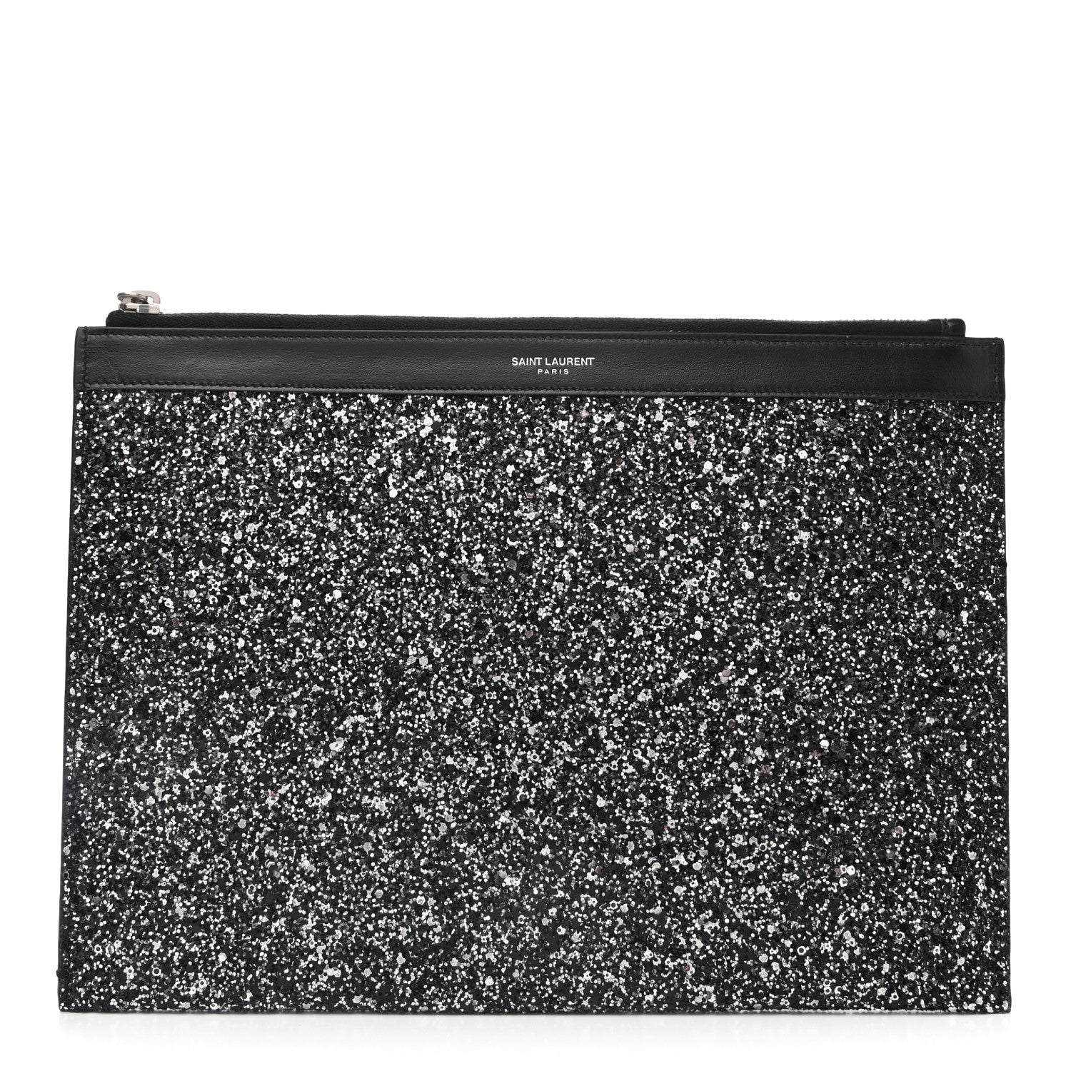 Saint Laurent Calfskin Glitter Zipped Tablet Holder Black 1 of 7