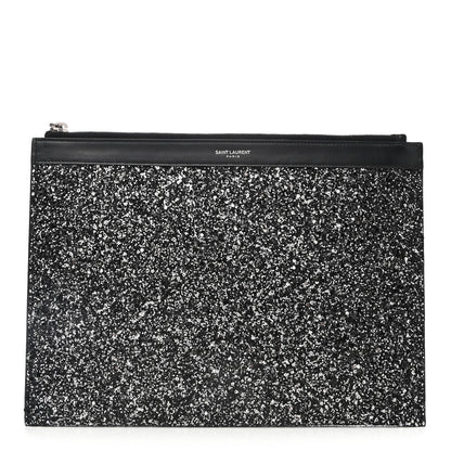 Saint Laurent Calfskin Glitter Zipped Tablet Holder Black 1 of 7