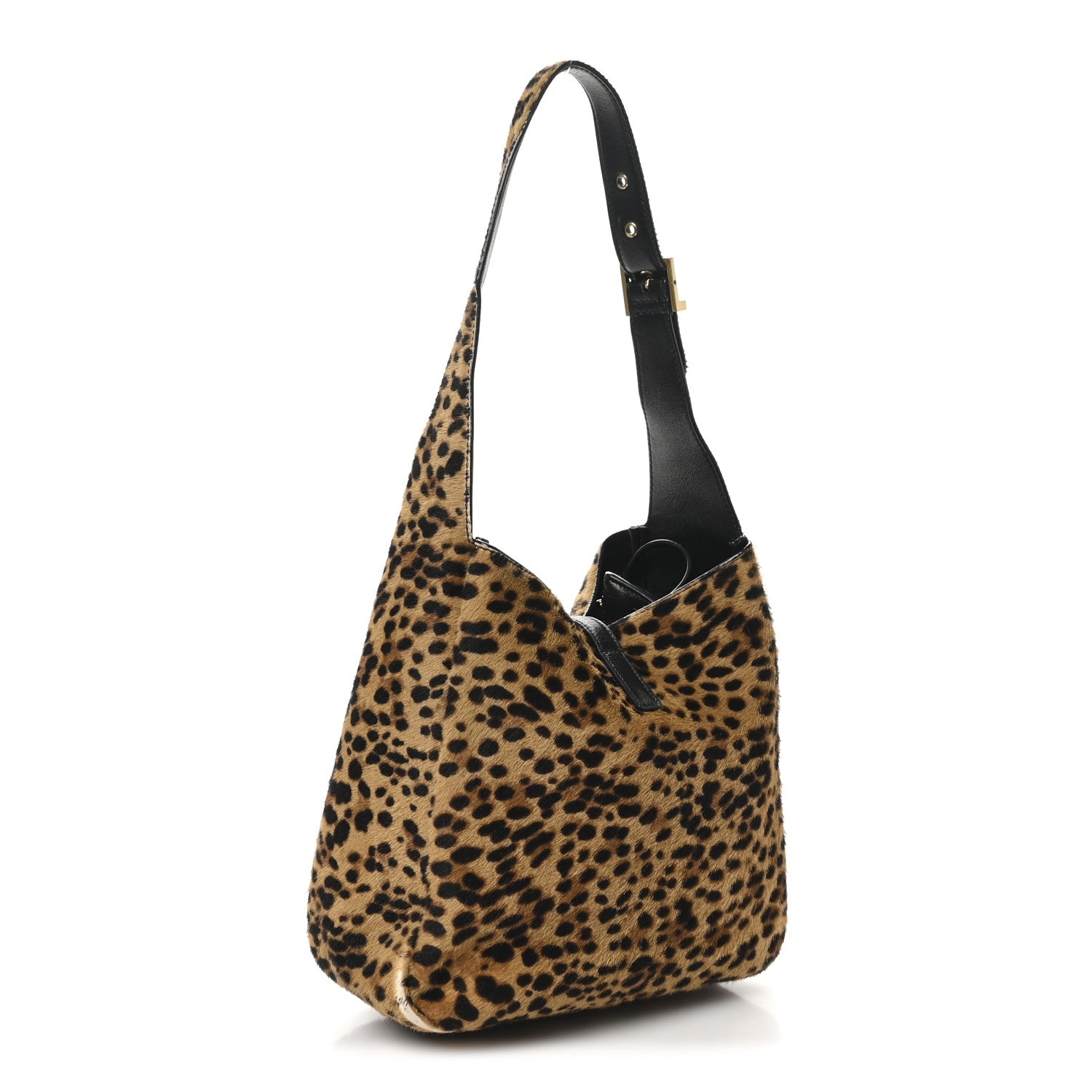 Saint Laurent Pony Hair Calfskin Leopard Print Small Le 5 A 7 Soft Hobo 4 of 11