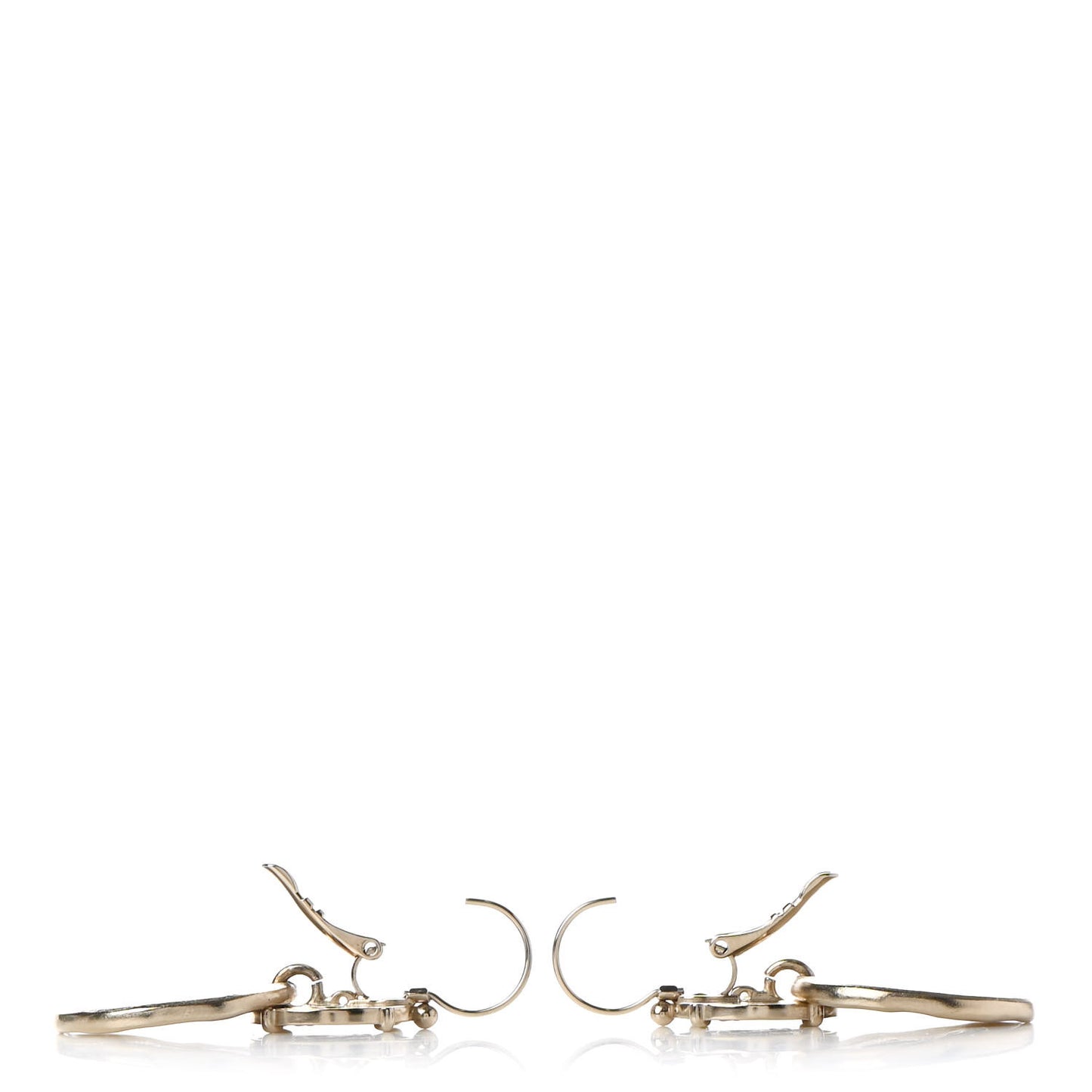 Metal Round CC Medallion Drop Earrings Gold